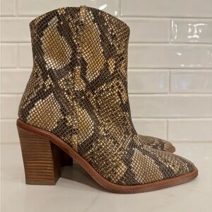 Free People Barclay Snake-Embossed Leather Booties size 39